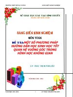 MỘT SỐ PHƯƠNG PHÁP HƯỚNG DẪN HỌC SINH HỌC TỐT QUAN HỆ VUÔNG GÓC TRONG HÌNH HỌC KHÔNG GIAN