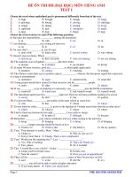 ĐỀ ÔN THI ĐH (ĐẠI HỌC) MÔN TIẾNG ANH TEST 1 pps