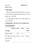 Tiết thứ 21: TIẾT- LẦN 2 I. MỤC TIÊU: KIỂM TRA ppt