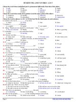 ĐỀ KIỂM TRA ANH VĂN HKII - LẦN 5 pdf