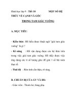 Hình học lớp 9 - Tiết 10 THỨC VỀ CẠNH VÀ GÓC MỘT SỐ HỆ TRONG TAM GIÁC VUÔNG pptx