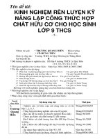 Tên đề tài: KINH NGHIỆM RÈN LUYỆN KỸ NĂNG LẬP CÔNG THỨC HỢP CHẤT HỮU CƠ CHO HỌC SINH LỚP 9 THCS pptx