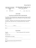 Mẫu quyết định số 01: Quyết định tạm giữ tang vật, phương tiện, thiết bị vi phạm hành chính doc