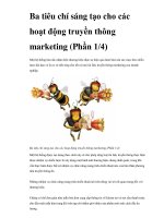 Ba tiêu chí sáng tạo cho các hoạt động truyền thông marketing (Phần 1/4) ppt