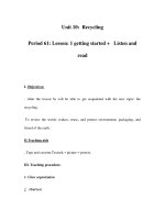 Unit 10: Recycling Period 61: Lesson: 1 getting started + Listen and read pps