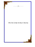 Hồ sơ bảo vệ luận văn thạc sĩ khoa học potx