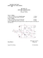 ĐỀ THI KẾT THÚC MÔN KỸ THUẬT TRUYỀN HÌNH