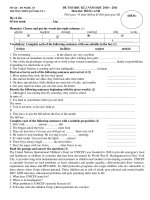 ĐỀ THI HỌC KÌ 2 NĂM HỌC 2010 – 2011 Môn thi: TIẾNG ANH ppt