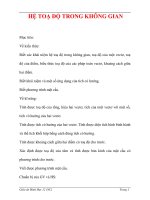 Giáo án HÌnh học 12 ban tự nhiên : Tên bài dạy : HỆ TOẠ ĐỘ TRONG KHÔNG GIAN doc