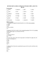 ĐỀ THI CHẤT LƯỢNG CUỐI KỲ II NĂM 2011 MÔN: ANH VĂN ĐỀ 014 pptx