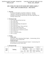 ĐỀ CƯƠNG ÔN THI TUYỂN SINH LIÊN THÔNG KHÓA 7 MÔN: ANH VĂN KHÁCH SẠN – NHÀ HÀNG pps