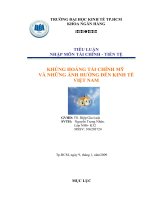 KHỦNG HOẢNG TÀI CHÍNH MỸ VÀ NHỮNG ẢNH HƯỞNG ĐẾN KINH TẾ  VIỆT NAM