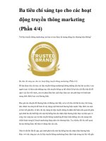 Ba tiêu chí sáng tạo cho các hoạt động truyền thông marketing (Phần 4/4) ppsx