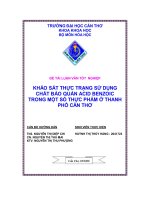 Khảo sát thực trạng sử dụng chất bảo quản acid benzoic trong một số thực phẩm ở thành phố cần thơ
