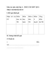 Giáo án môn sinh lớp 6 - BÁO CÁO KẾT QUẢ THỰC HÀNH BÀI SỐ IV I potx