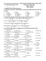 THE SECOND SEMESETER EXAMINATION School year: 2010 – 2011 ppt