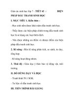 Giáo án sinh học lớp 7 - TIẾT 62 : PHÁP ĐẤU TRANH SINH HỌC doc