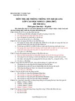 MÔN THI: HỆ THỐNG THÔNG TIN SỢI QUANG - đề 4 ppsx