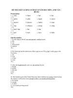 ĐỀ THI CHẤT LƯỢNG CUỐI KỲ II NĂM 2011 MÔN: ANH VĂN ĐỀ 012 pptx