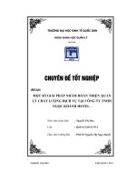 Một số giải pháp nhằm hoàn thiện quản lý chất lượng dịch vụ tại công ty TNHH ngọc khánh hotel