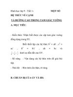 Hình học lớp 9 - Tiết 1: MỘT SỐ HỆ THỨC VỀ CẠNH VÀ ĐƯỜNG CAO TRONG TAM GIÁC VUÔNG pps