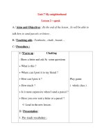 Giáo án Tiếng Anh lớp 8: Unit 7 My neighborhood Lesson 2 : speak pdf