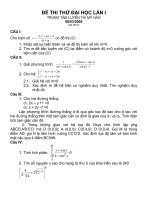 Đề thi thử học môn toán - trung tâm luyện thi Mỹ Hào pdf