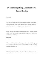 Để làm bài đọc tiếng Anh nhanh hơn Faster Reading pot