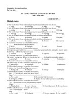 BÀI TẬP BỔ TRỢ NÂNG CAO (Năm học 2010-2011) Môn : Tiếng Anh Mã đề thi: 987 pptx