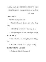 Hình học lớp 9 - §1. MỘT SỐ HỆ THỨC VỀ CẠNH VÀ ĐƯỜNG CAO TRONG TAM GIÁC VUÔNG (Tiếp theo) ppt