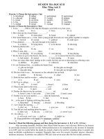 ĐỀ KIỂM TRA HỌC KÌ II Môn: Tiếng Anh 11 - TEST 1 pps