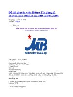 Đề thi chuyên viên Hỗ trợ Tín dụng & chuyên viên QHKH của MB docx