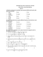 ĐỀ KIỂM TRA CHẤT LƯỢNG ĐẦU NĂM 2011 MÔN TIẾNG ANH( THAM KHẢO) ĐỀ SỐ 7 pps