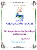 BÀI GIẢNG NGHIỆP VỤ NGÂN HÀNG THƯƠNG MẠI_Bài 3: Những vấn đề cơ bản về hoạt động tín dụng của NHTM doc