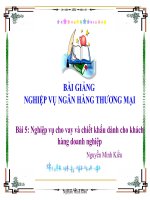 BÀI GIẢNG NGHIỆP VỤ NGÂN HÀNG THƯƠNG MẠI_Bài 5: Nghiệp vụ cho vay và chiết khấu dành cho khách hàng doanh nghiệp pot