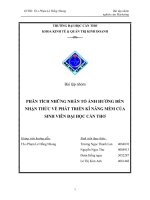 Bài tập nhóm: PHÂN TÍCH NHỮNG NHÂN TỐ ẢNH HƯỞNG ĐẾN NHẬN THỨC VỀ PHÁT TRIỂN KĨ NĂNG MỀM CỦA SINH VIÊN ĐẠI HỌC CẦN THƠ pps