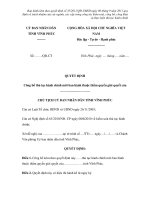 MẪU QUYẾT ĐỊNH Công bố thủ tục hành chính mới ban hành thuộc thẩm quyền giải quyết của ………………………. doc