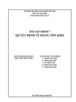 QUYẾT ĐỊNH VỀ HÀNG TỒN KHO