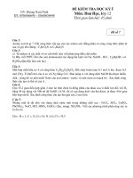 ĐỀ KIỂM TRA HỌC KỲ I Môn: Hoá Học lớp 12 - Đề số 7 docx