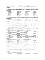 Đề kiểm tra anh văn giữa kỳ 1(2010- 2011) - Đề số 5 pot