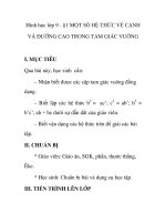 Hình học lớp 9 - §1 MỘT SỐ HỆ THỨC VỀ CẠNH VÀ ĐƯỜNG CAO TRONG TAM GIÁC VUÔNG pps