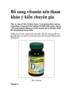 Bổ sung vitamin nên tham khảo ý kiến chuyên gia potx