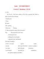 Giáo án Tiếng Anh lớp 10: Unit6: ENVIRONMENT Lesson 2 : Speaking pptx