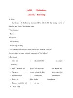 Giáo án Tiếng Anh lớp 10: Unit8: Celebrations Lesson 3 : Listening pot