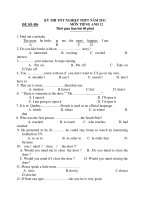 KỲ THI TỐT NGHIỆP THPT NĂM 2011 MÔN TIẾNG ANH 12 - ĐỀ SỐ 456 doc