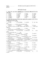 Đề kiểm tra anh văn giữa kỳ 1(2010- 2011) - Đề số 1 doc