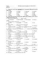 Đề kiểm tra anh văn giữa kỳ 1(2010- 2011) - Đề số 4 pdf