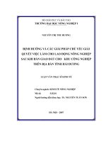 Định hướng và các giải pháp chủ yếu giải quyết việc làm cho lao động nông nghiệp sau khi bàn giao đất cho khu công nghiệp trên địa bàn tỉnh hải dương
