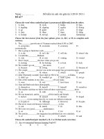 Đề kiểm tra anh văn giữa kỳ 1(2010- 2011) - Đề số 7 pdf