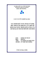 Xác định khả năng tích luỹ sinh học (bioavailability) của một số kim loại nặng trong bùn lắng của kênh rạch thành phố hồ chí minh